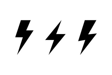 Lightning bolt icon set vector thunder power energy
