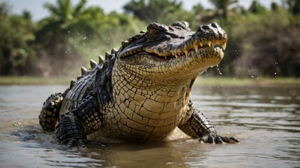 Naklejka premium crocodile in the water