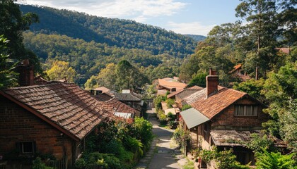 Obraz premium Charming village nestled in valley