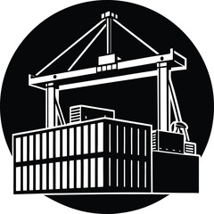 Crane silhouette isolated on white background