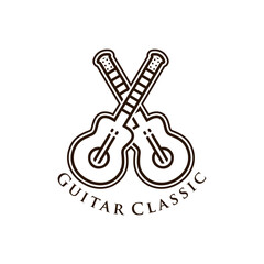 Classical guitar logo design for company brand symbol