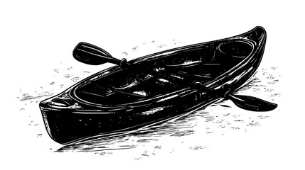 Wet Paddle Resting On Kayak, vector graphic