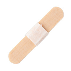 Adhesive bandage placed on white background, simple medical tool for minor cuts, essential first aid item, versatile use. Isolated on white background or PNG