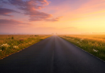 Fototapeta premium Road in the mountains, The Lonely Road Ahead, road in the desert, the road to the sky, driving on the road, country road in the desert