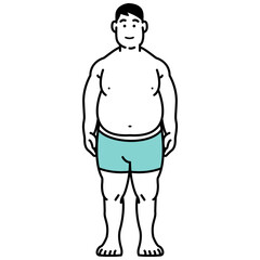アンダーウェアを着用した肥満タイプの男性