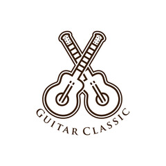 Classical guitar logo design for company brand symbol