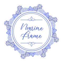 illustration features a stunning round frame made of intricate corals, showcasing a vibrant array of marine life. Perfect for ocean-themed projects, it captures the enchanting beauty