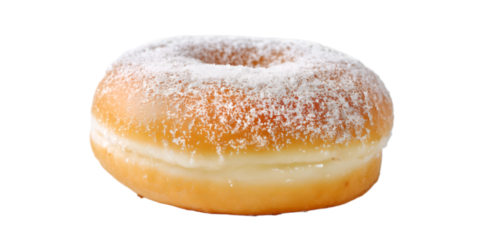 donut with sugar powder on transparent background