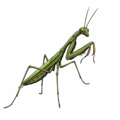The elegant posture of the emerald mantis