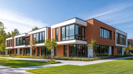 Modern brick building architecture design for office or living s