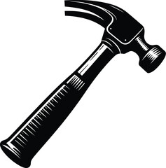 Hammer Tool Vector Silhouette on White Background