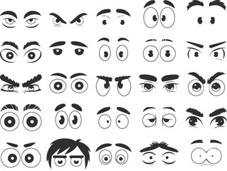 Obraz premium Set of various cartoon eyes with different expressions in vector format