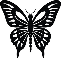 Black butterfly silhouette, a vector tattoo design insect art