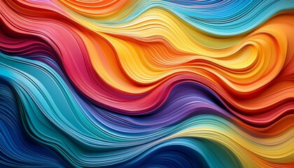 colorful abstract painted layers form wavy patterns across the surface