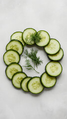 Sliced Cucumber Circle with Dill

