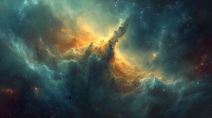 Fototapeta premium Cosmic nebulae display of vibrant colors and textures.
