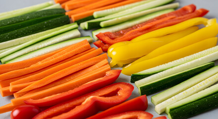 Freshly Cut Colorful Vegetable Sticks For Healthy Snacking And Dipping