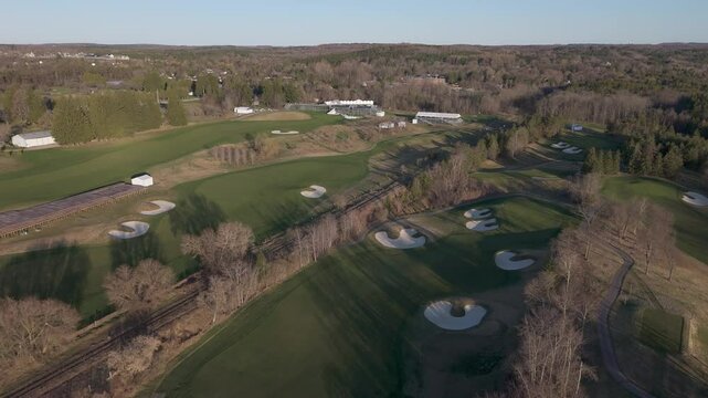 Rolling Fairways and Signature Bunkers Define TPC Toronto at Osprey Valley - A Top-tier Course Nestled in Alton, Caledon, Ontario - Drone Flying Forward
