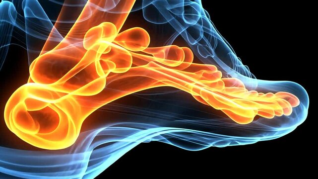 Foot Bones X-ray View in Running Shoes Medical Animation Anatomy, Healthcare