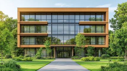Obraz premium Eco-Friendly Modern Building With Green Surroundings for Sustain