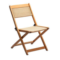 A close-up shot of a wooden folding chair, exuding simplicity and functionality