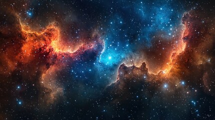 Naklejka premium Colorful nebula against the star filled darkness