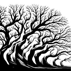 Black Tree Branch Silhouettes Bare Branch Vector Illustrations