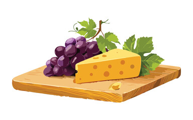 cheese and grape board platter - vector illustration
