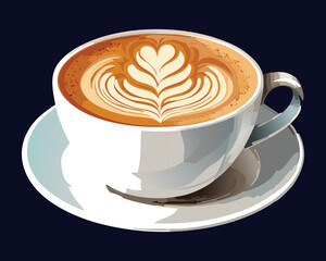vector illustration of latte art hot coffee