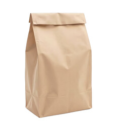 Brown paper bag, simple and versatile packaging, ideal for lunch or takeout, eco-friendly and easily customizable. Isolated on white background or PNG