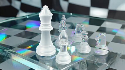 Abstract Chess Pieces on Glass Board