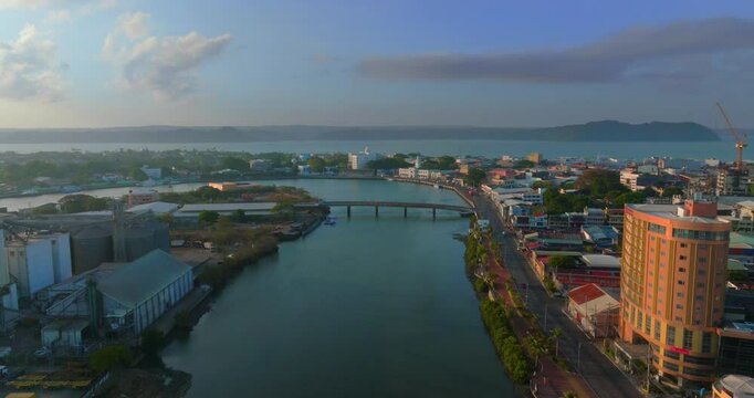 Aerial view of Iloilo River near Boat Club Iloilo, Muelle Loney Street and Drilon Bridge