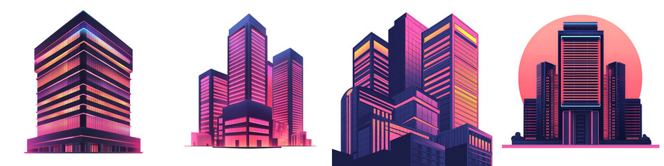 Fototapeta premium Futuristic cityscape with vibrant neon-lit skyscrapers