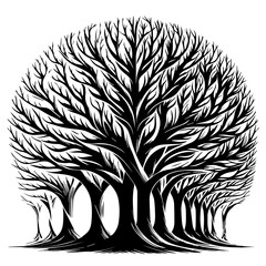 Black Tree Branch Silhouettes Bare Branch Vector Illustrations