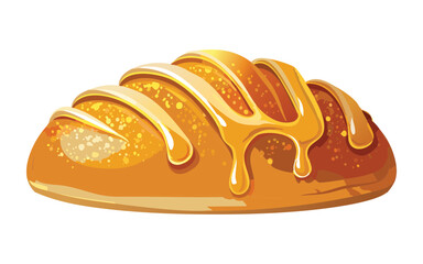baked bread with honey topping - vector illustration