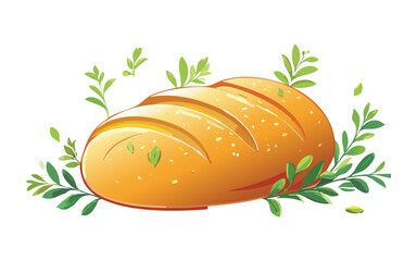 Bread with some leaves decoration - vector illustration