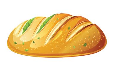 ciabatta bread with green topping - vector illustration