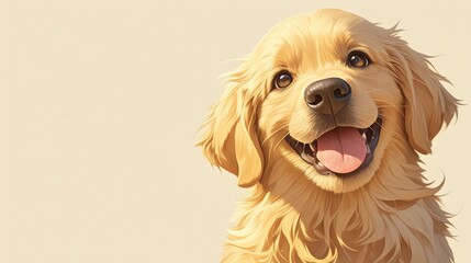 Portrait of a cute golden retriever puppy with a happy expression and big smile