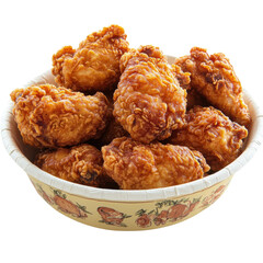 Crispy, Spicy Fried Chicken: A Delicious Treat in a Paper Plate. Perfect for food blogs, menus, and on transparent background