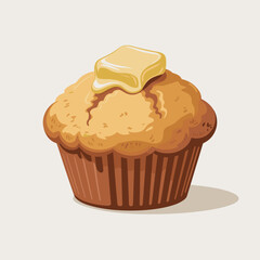 Golden Cornbread Muffin with Melting Butter