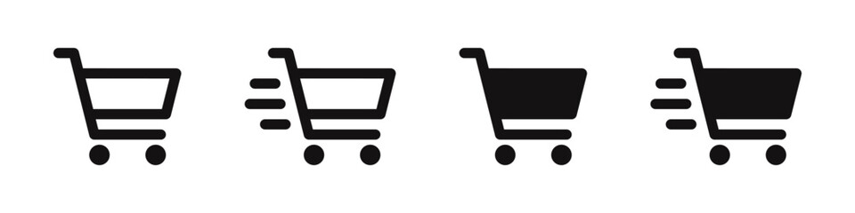 Shopping cart icons set. Internet shop buy symbol. Vector illustration.