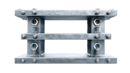 Industrial Metal Structure Bolts Nuts and Steel Design isolated on transparent background