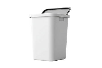 White Plastic Waste Bin Modern Step Trash Can with Lid isolated on transparent background