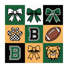 Mascot, Paw, Football, Bows set of bows