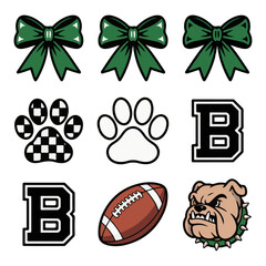 set of soccer balls with ribbon