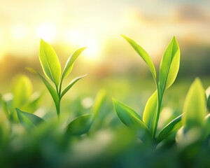 Obraz premium Emerging tea sprouts