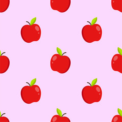Cartoon red apple seamless pattern