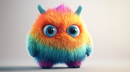 Fototapeta premium Playful fluffy creature with vibrant colors.