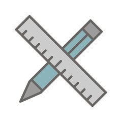 Pencil with Ruler Vector Icon