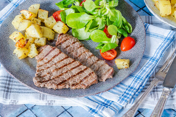 Minute beef steak with sauteed potatoes